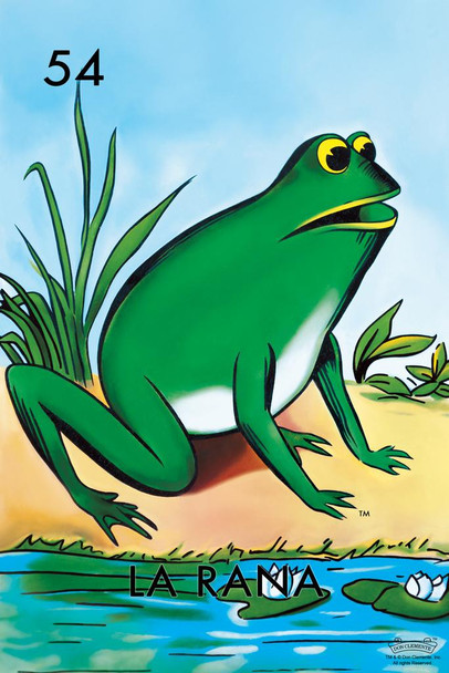54 La Rana Frog Loteria Card Mexican Bingo Lottery Frog Poster Wood Frog Wall Art Frog Bedroom Decor Frog Artwork For Walls Amphibian Illustration Swamp Cool Wall Decor Art Print Poster 24x36