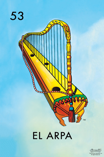 53 El Arpa Harp Loteria Card Mexican Bingo Lottery Cool Wall Decor Art Print Poster 12x18