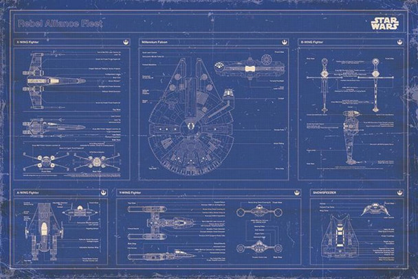 Star Wars Rebel Alliance Fleet Blueprint Ships Movie Cool Wall Decor Art Print Poster 36x24