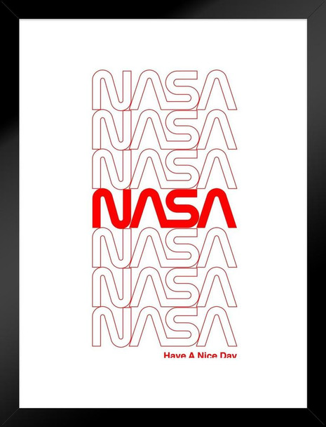 NASA Retro Repeating Worm Logo Matted Framed Art Print Wall Decor 20x26 inch