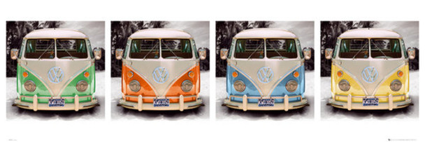 VW Volkswagen Camper Quad Art Print Door Giant Cool Wall Decor Art Print Poster 62x21