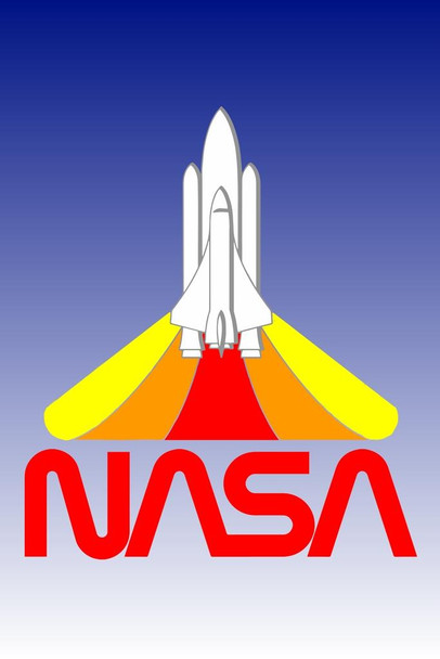 Laminated NASA Shuttle Retro Blast Off Worm Logo Poster Dry Erase Sign 12x18