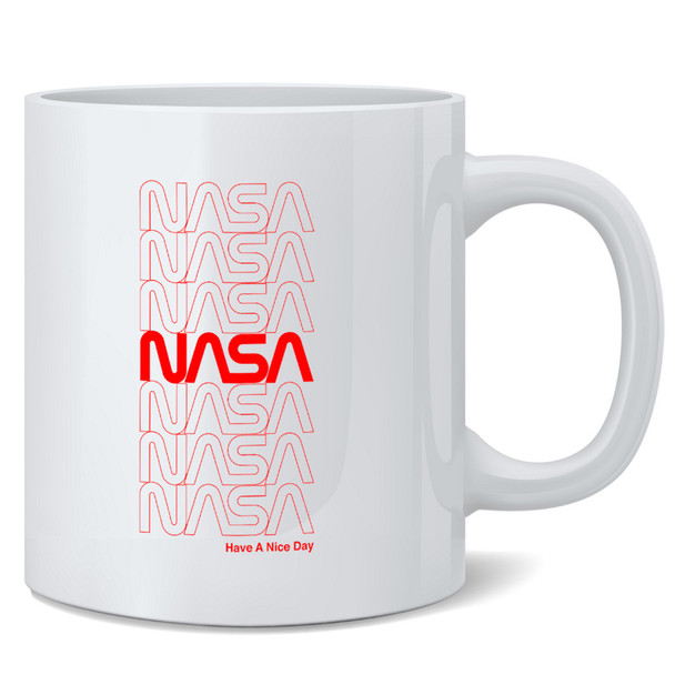 NASA Retro Repeating Worm Logo Ceramic Coffee Mug Tea Cup Fun Novelty Gift 12 oz