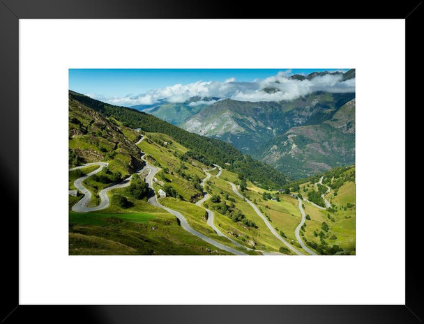 Road Up Luz Ardiden Hautes Pyrenees Tour de France Landscape Matted Framed Art Print Wall Decor 20x26 inch