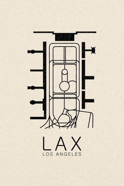 LAX Los Angeles Airport Map Art Airport Terminal Map California Stylized Airport Layout LAX Call Letters Code Cool Wall Decor Art Print Poster 12x18