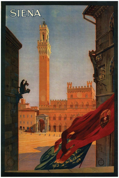 Siena Italy Town Square Vintage Travel Cool Wall Decor Art Print Poster 24x36