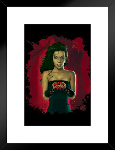 Blood Roses Vampiress Vampire by Vincent Hie Matted Framed Art Print Wall Decor 20x26 inch