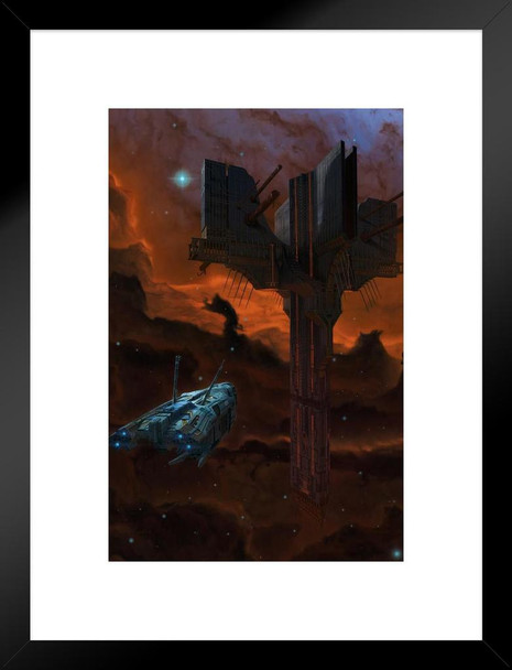 Futuristic Space Alien Artifact UFO by Vincent Hie Fantasy Matted Framed Art Print Wall Decor 20x26 inch