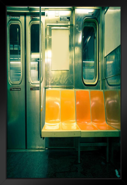 New York City NYC Subway Car Authorized Photo Black Wood Framed Poster 14x20