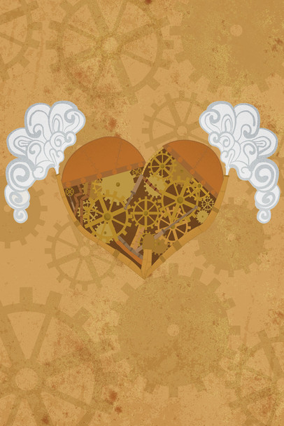 Steampunk Heart Cool Wall Art Print Poster 12x18