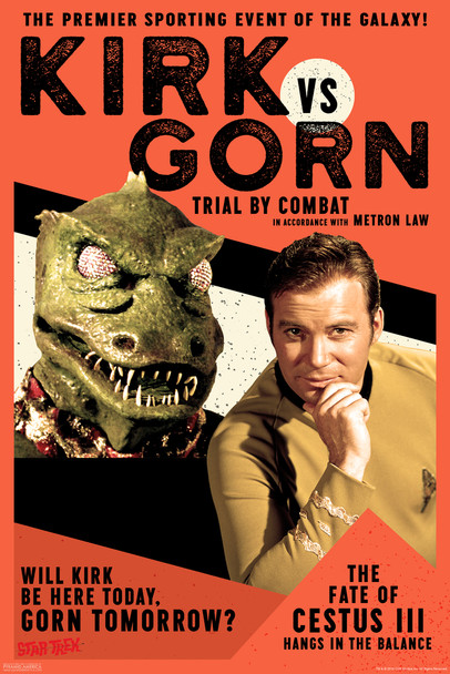 Star Trek Kirk vs Gorn Trial By Combat Fight Cool Wall Decor Art Print Poster 12x18