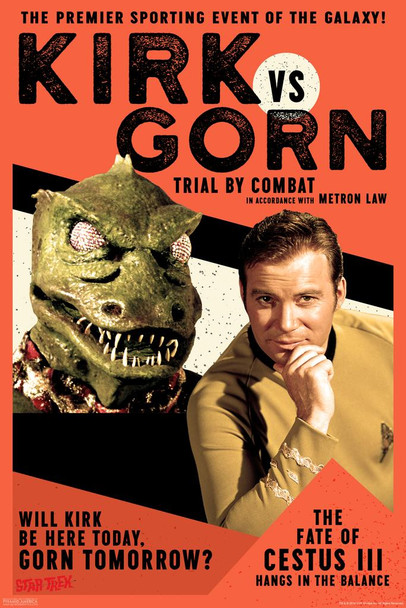 Star Trek Kirk vs Gorn Trial By Combat Fight Laminated Dry Erase Sign Poster 12x18