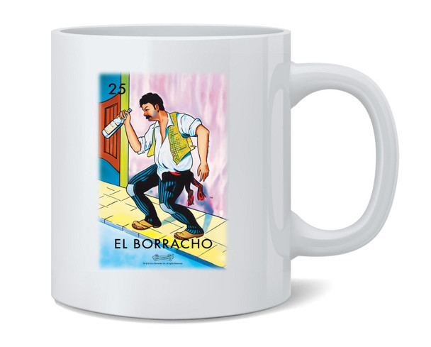 El Borracho Drunk Loteria Card Mexican Bingo Ceramic Coffee Mug Tea Cup Fun Novelty Gift 12 oz