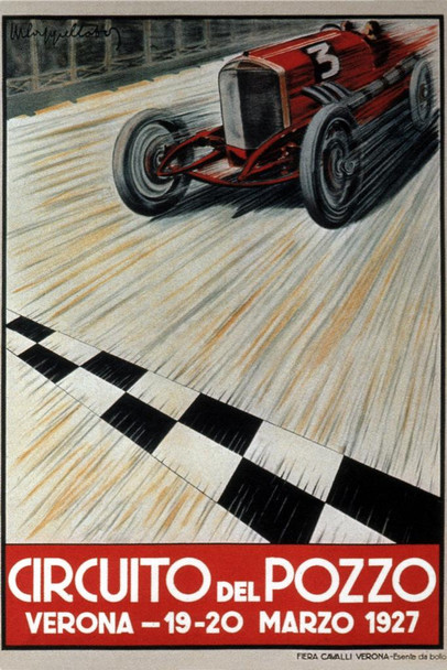 Circuito de Pozzo 1927 Italian Car Racing Vintage Cool Wall Decor Art Print Poster 24x36