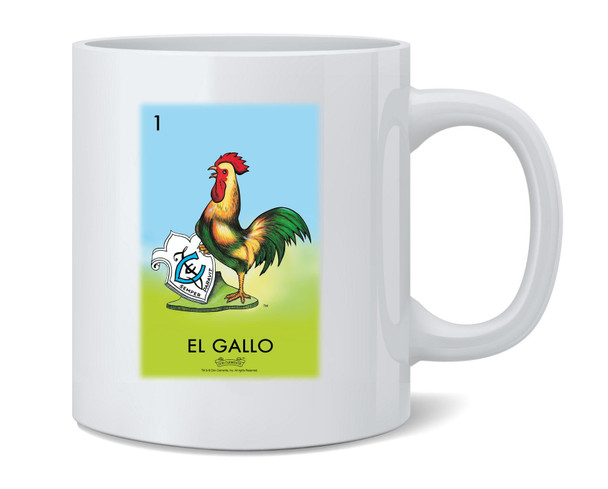 El Gallo Rooster Loteria Card Mexican Bingo Ceramic Coffee Mug Tea Cup Fun Novelty Gift 12 oz