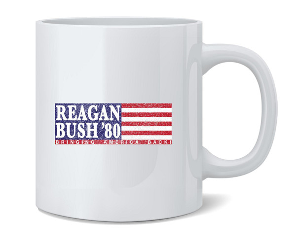 Ronald Reagan George Bush Retro Campaign Coffee Mug 12oz