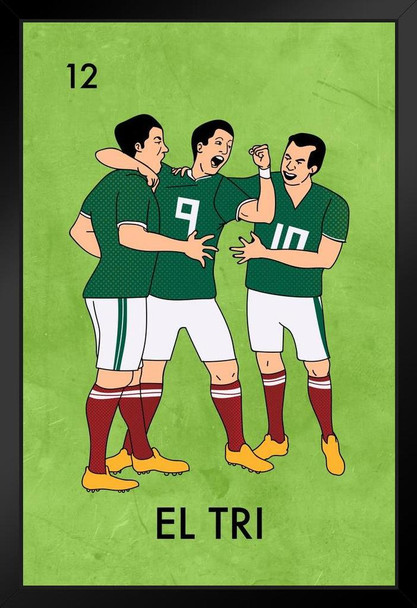 El Tri Mexico Soccer Futbol Mexican Lottery Parody Funny Black Wood Framed Art Poster 14x20