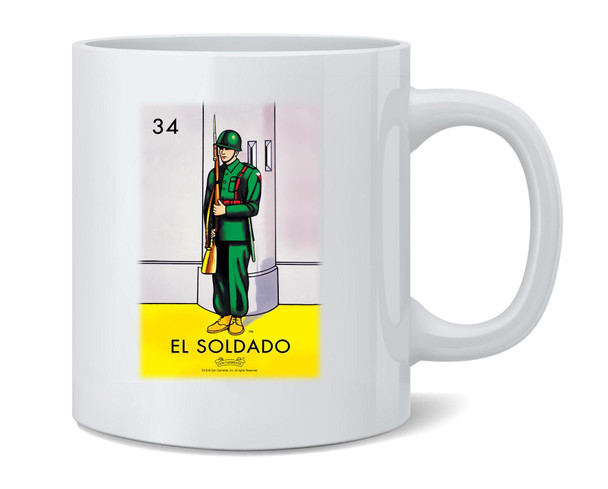 El Soldado Soldier Loteria Card Mexican Bingo Ceramic Coffee Mug Tea Cup Fun Novelty Gift 12 oz