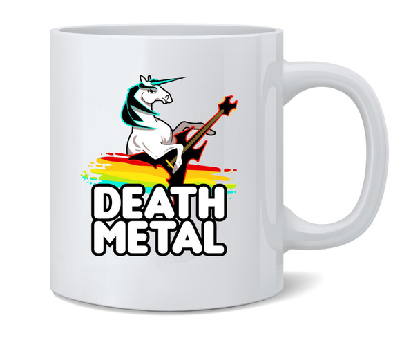 Death Metal Unicorn Retro Rainbow Funny Coffee Mug 12oz