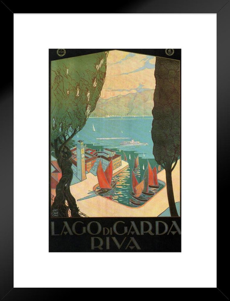 Lago di Garda Riva Lake Northern Italy Vintage Travel Matted Framed Art Print Wall Decor 20x26 inch