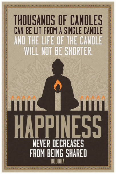 Thousands of Candles Happiness Buddha Famous Motivational Inspirational Quote Cool Wall Decor Art Print Poster 12x18