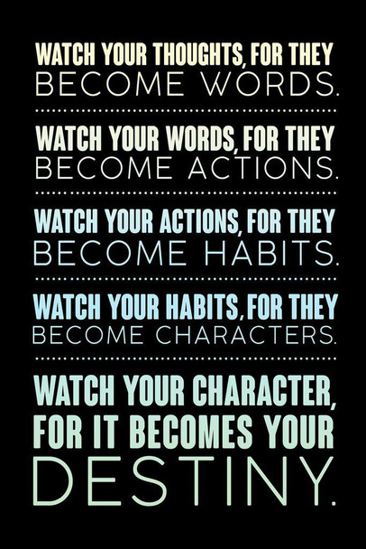Laminated Watch Your Thoughts Colorful Motivational Inspirational Teamwork Quote Inspire Quotation Gratitude Positivity Support Motivate Good Vibes Social Work Poster Dry Erase Wall Art 24x36