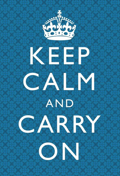 Laminated Keep Calm Carry On Motivational Inspirational WWII British Morale Blue Plaid Poster Dry Erase Sign 24x36