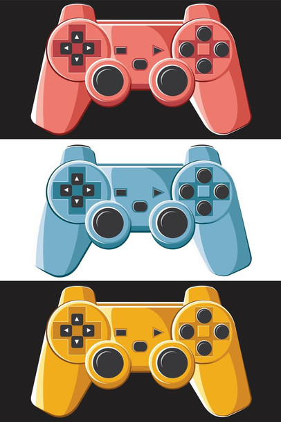 Laminated Game Controller Pop Art Poster Dry Erase Wall Art 24x36