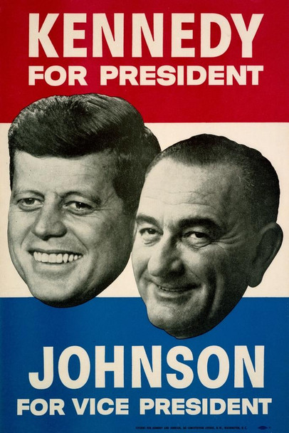 Laminated John F Kennedy Lyndon Johnson 1960 Campaign Poster Dry Erase Wall Art 24x36