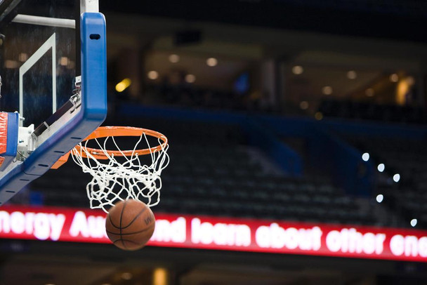 Laminated Basketball in Hoop Blurred Motion Photo Art Print Poster Dry Erase Wall Art 36x24