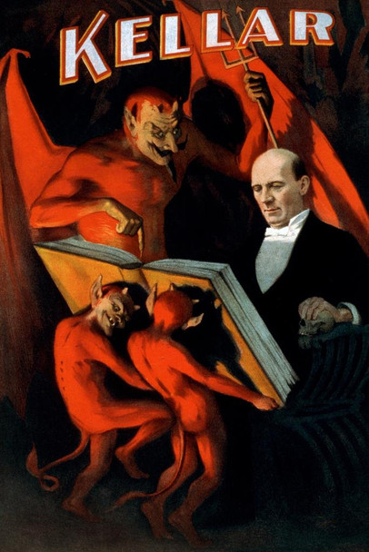 Laminated Kellar The Magician Demon Book Magic Vintage Illustration Travel Art Deco Vintage French Wall Art Nouveau 1920 French Advertising Vintage Poster Prints Poster Dry Erase Wall Art 24x36