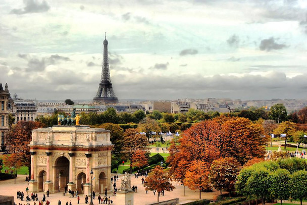 Laminated Autumn in Paris France Eiffel Tower Photo Art Print Poster Dry Erase Sign 36x24