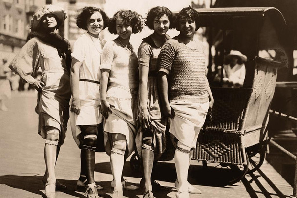 Laminated Flapper Women Showing Garter Belts Legs 1920s Archival Vintage Photo Photograph Black White Feminism Feminist Poster Dry Erase Wall Art 36x24