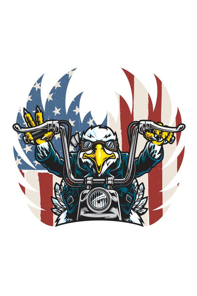 Laminated Eagle Biker Freedom Glory Motorcycle Biker Leather Patriotic Posters American Flag Poster of Flags for Wall Decor American Eagle Cool Poster Dry Erase Wall Art 24x36