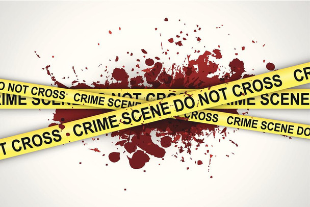 Laminated Crime Scene Do Not Cross Blood Splattered Art Print Poster Dry Erase Sign 36x24