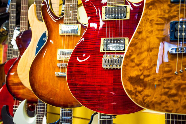 Laminated Choices Choices Electric Guitars Photo Art Print Poster Dry Erase Wall Art 36x24