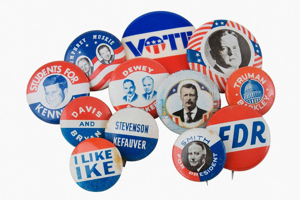 Laminated Vintage Presidential Election Buttons Pins Photo Art Print Poster Dry Erase Sign 36x24