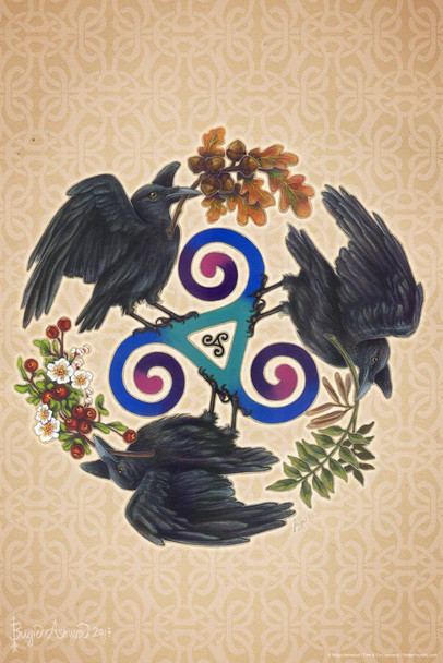 Laminated Raven Fey Celtic by Brigid Ashwood Art Print Poster Dry Erase Wall Art 24x36