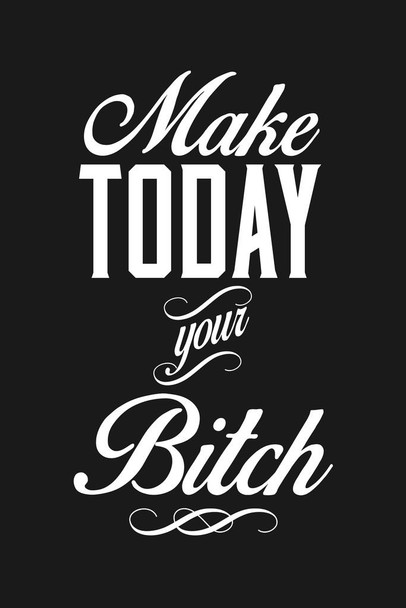 Laminated Make Today Your Bitch Black Poster Dry Erase Sign 24x36