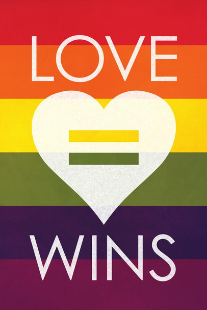 Laminated Love Wins Rainbow Art Print Poster Dry Erase Sign 24x36