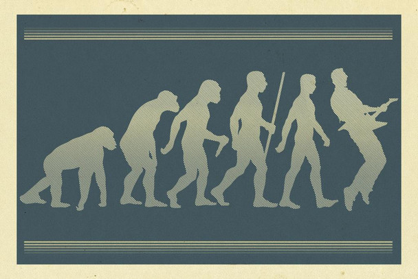 Laminated Guitar Evolution Music Poster Dry Erase Sign 24x36