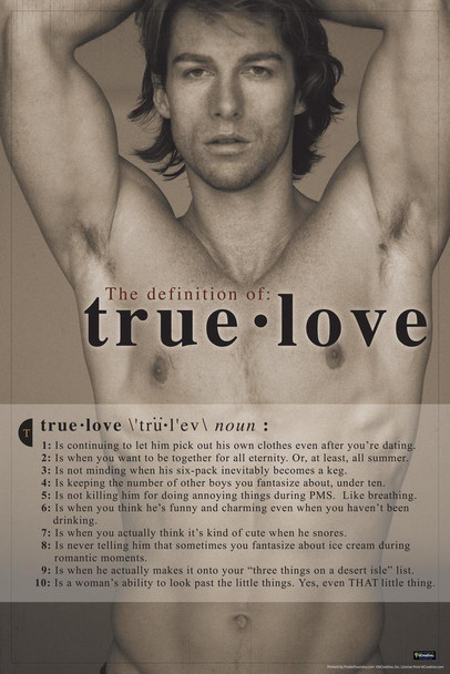 Laminated The Definition of True Love Funny Cool Wall Art Poster Dry Erase Sign 24x36