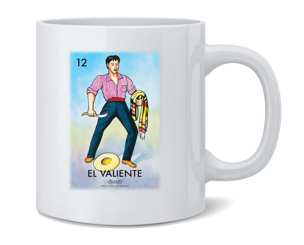 El Valiente The Brave One Card Mexican Bingo Coffee Mug 12oz