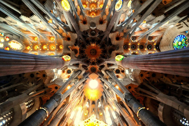 Laminated Divine Light La Sagrada Familia Catholic Church Photo Art Print Cool Wall Art Poster Dry Erase Wall Art 36x24