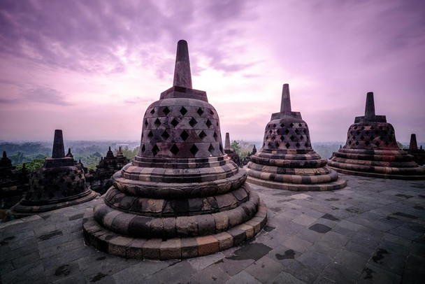 Laminated Borobudur Temple Compounds Java Indonesia Photo Art Print Cool Wall Art Poster Dry Erase Sign 36x24