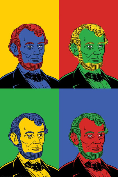 Laminated Abraham Lincoln Pop Art Cool Wall Art Poster Dry Erase Sign 24x36