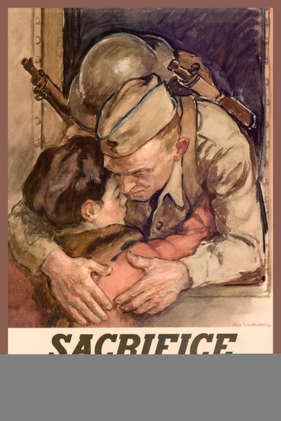 Laminated Sacrifice The Privilege Of Free Men WPA War Propaganda Cool Wall Art Poster Dry Erase Sign 24x36