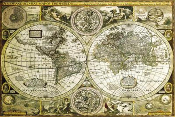 World Map Historical Cool Wall Decor Art Print Poster 36x24