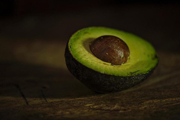 Laminated Halved Avocado on Wooden Surface Photo Art Print Cool Wall Art Poster Dry Erase Wall Art 36x24