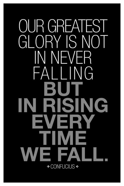 Laminated Confucius Our Greatest Glory Is Not In Never Falling Growth Mindset Famous Motivational Inspirational Quote Poster Dry Erase Wall Art 24x36